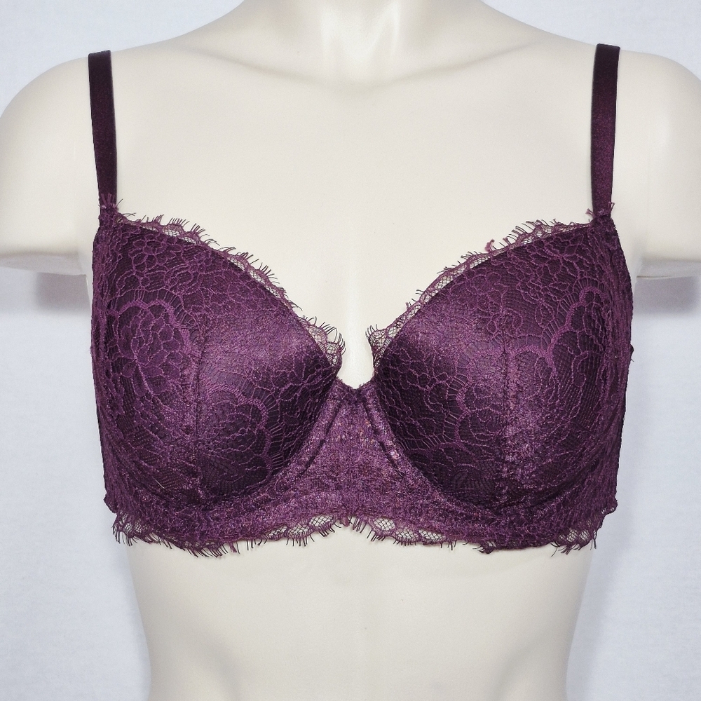 34D Victoria's Secret Dream Angels Lined Demi UW Bra‎ Burgundy Lace